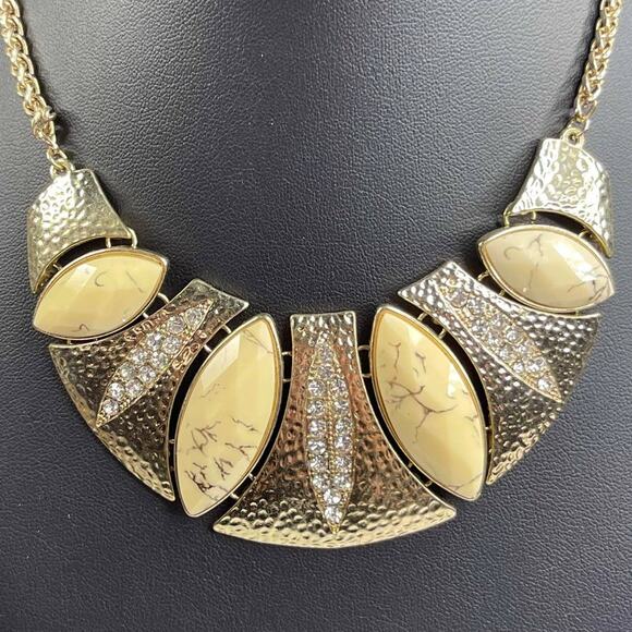 Vintage Necklace Rhinestone Bib Choker  U23 - Picture 1 of 7